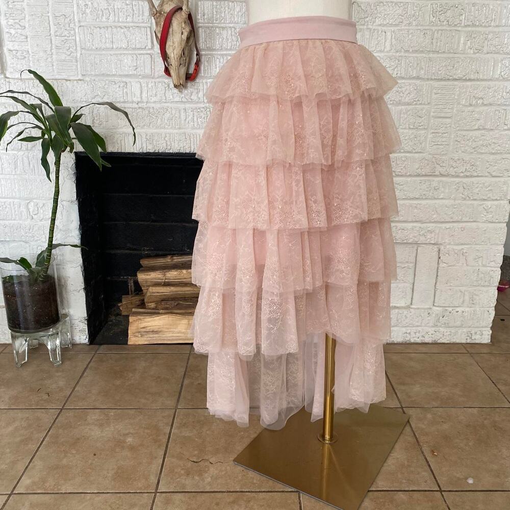 Y2k miss sixty pink lace skirt